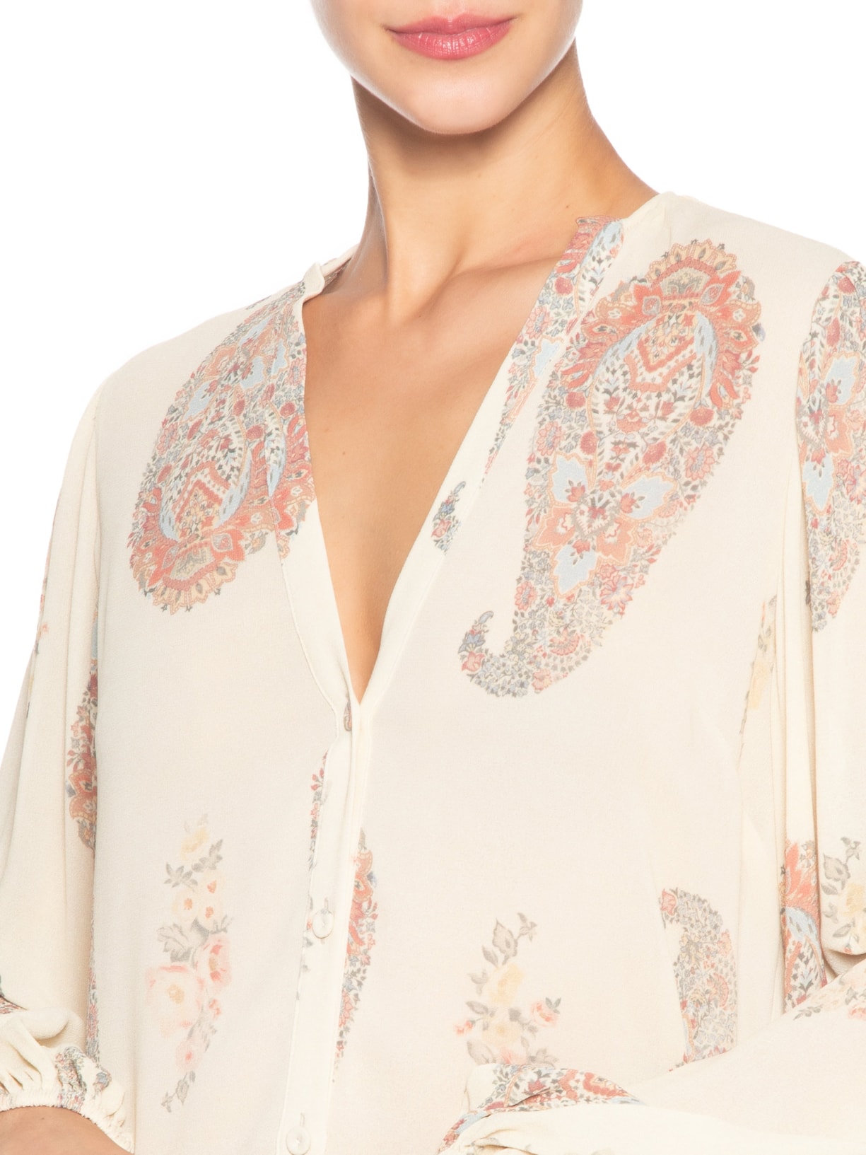 Camisa Feminina Ggt Estampa Flory Off White Maria Filó