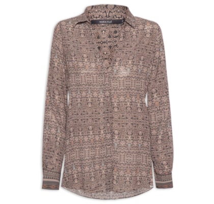 Camisa Feminina GGT Estampa Olive - Cinza