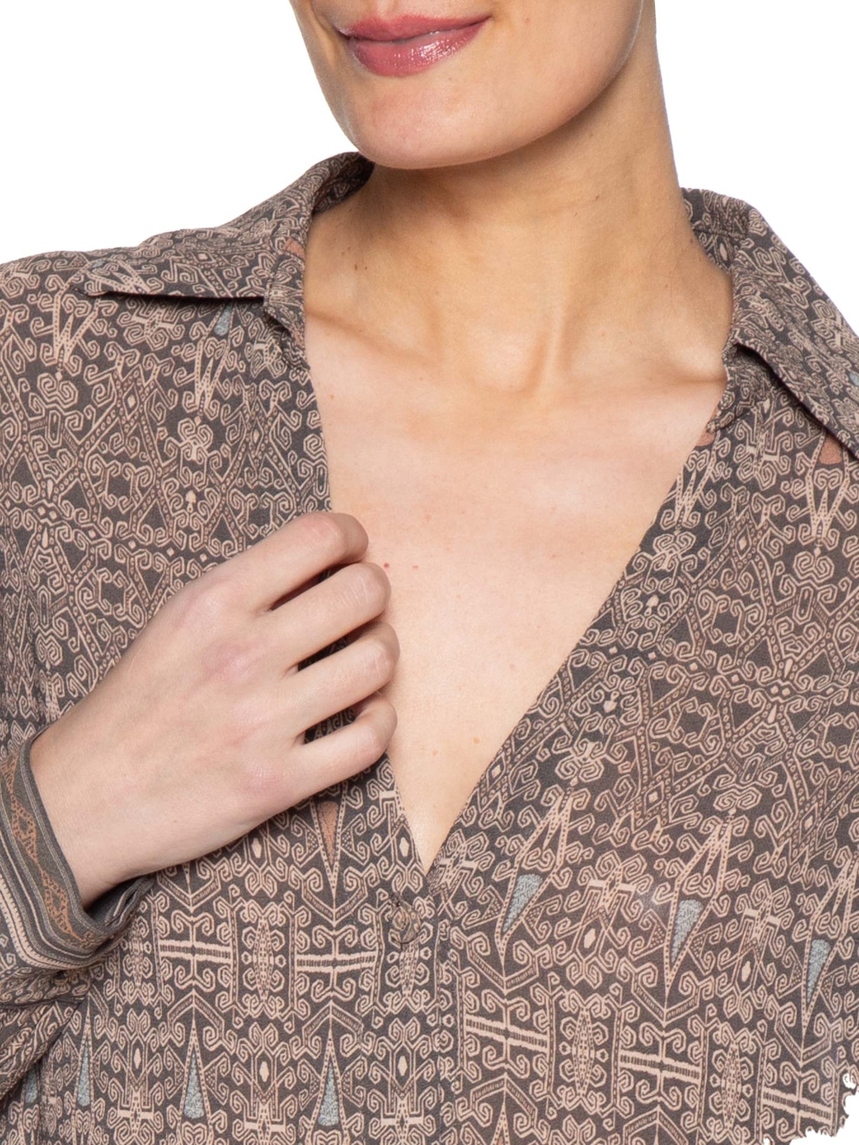 Camisa Feminina GGT Estampa Olive Cinza Maria Filó