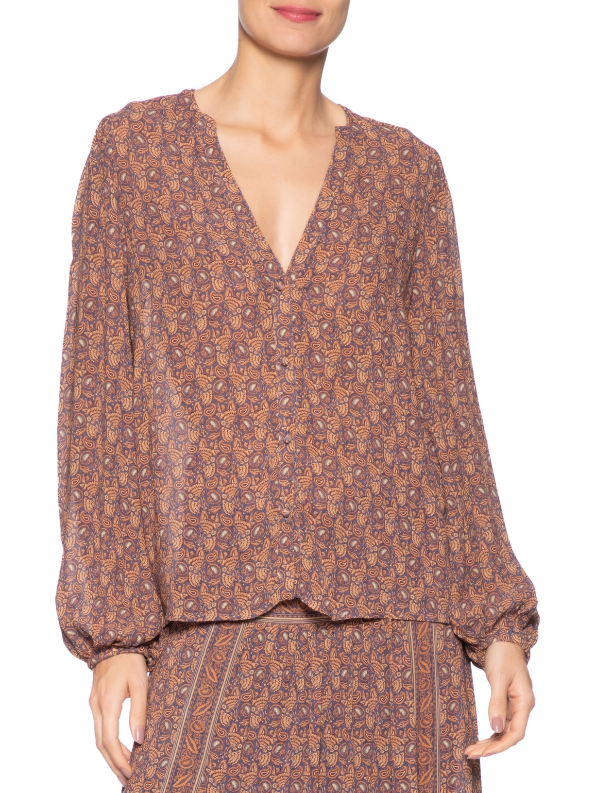 Camisa Feminina Ggt Estampa Railay Marrom Maria Filó