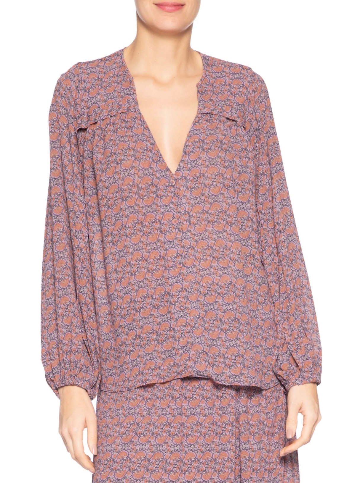Camisa Feminina GGT Estampa Tuk Roxo Maria Filó