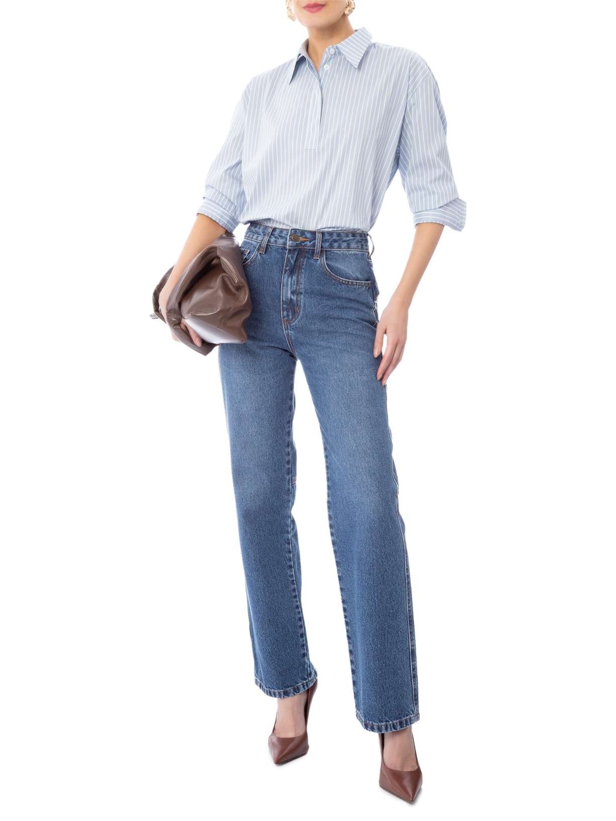 Camisa Feminina Gilles – Azul Carol Bassi