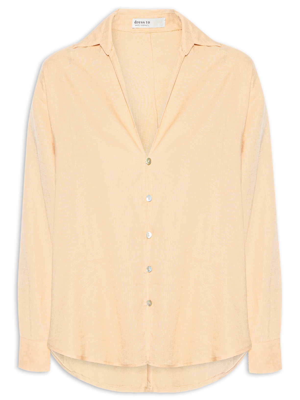 Camisa Feminina Gola Tesoura - Bege