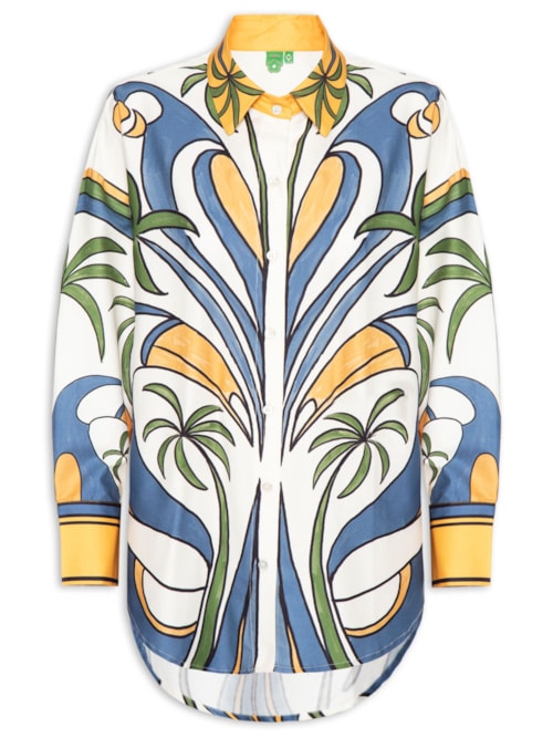 Camisa Feminina Gráfico Tropical – Amarelo