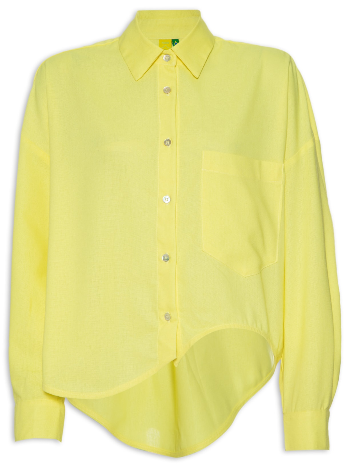 Camisa Feminina Irregular Bolso - Amarelo