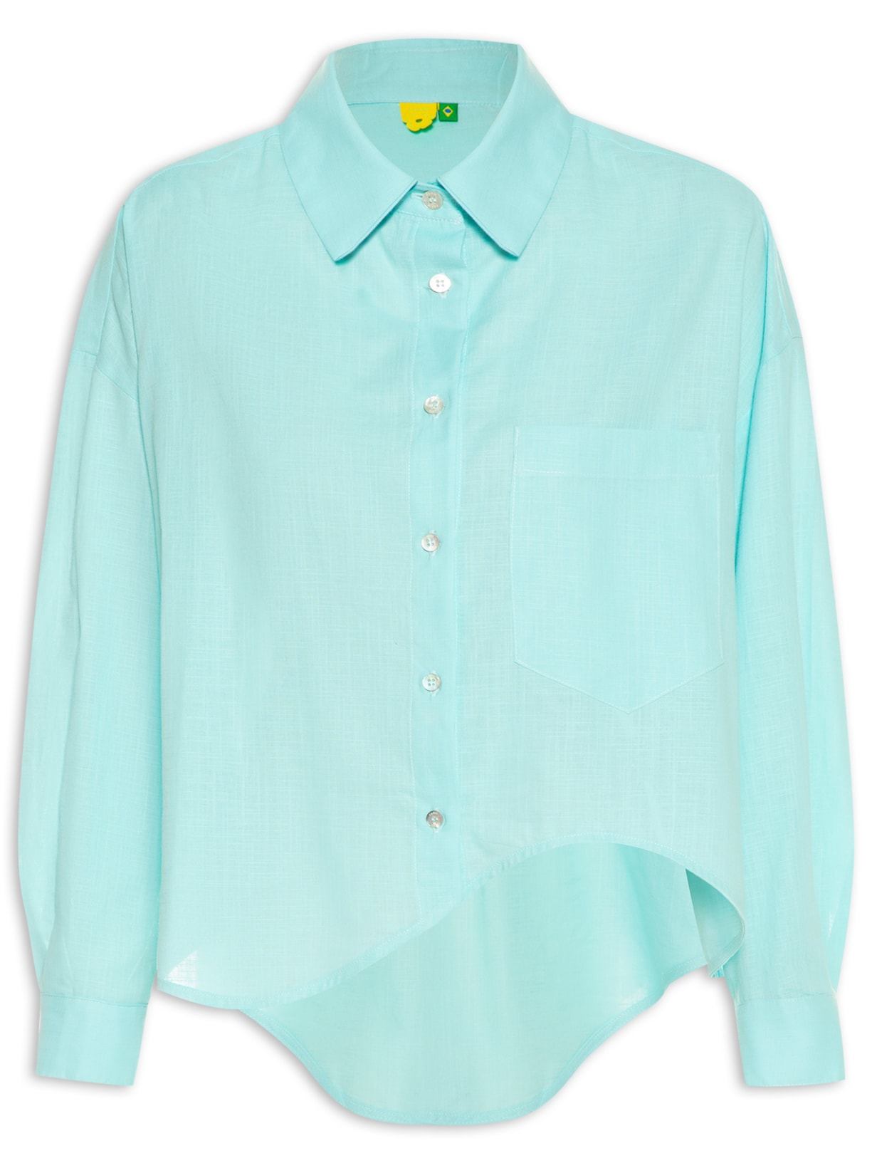 Camisa Feminina Irregular Bolso - Azul
