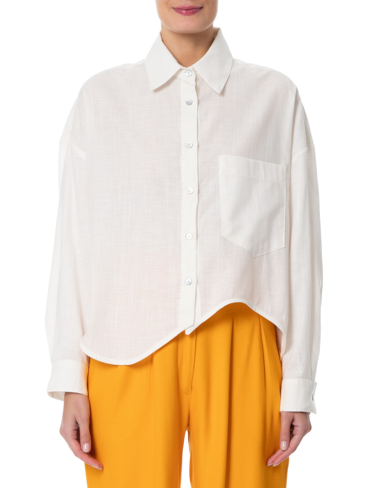 Camisa Feminina Irregular Bolso Branco Farm