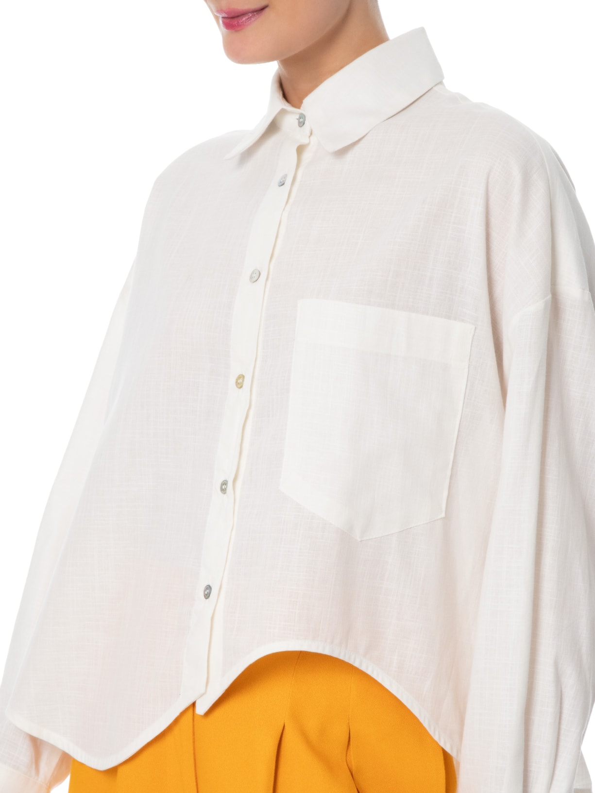 Camisa Feminina Irregular Bolso Branco Farm