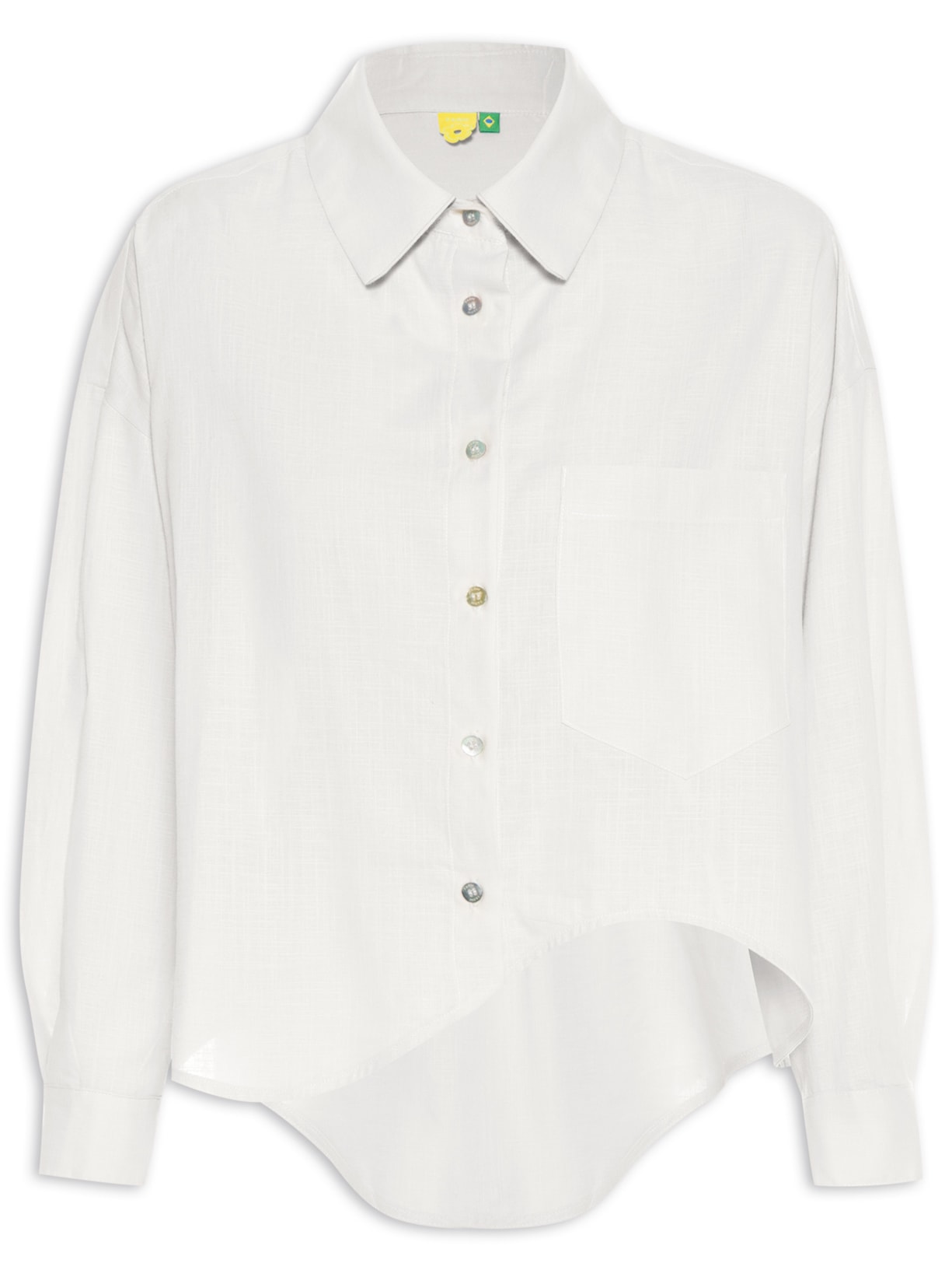 Camisa Feminina Irregular Bolso - Branco