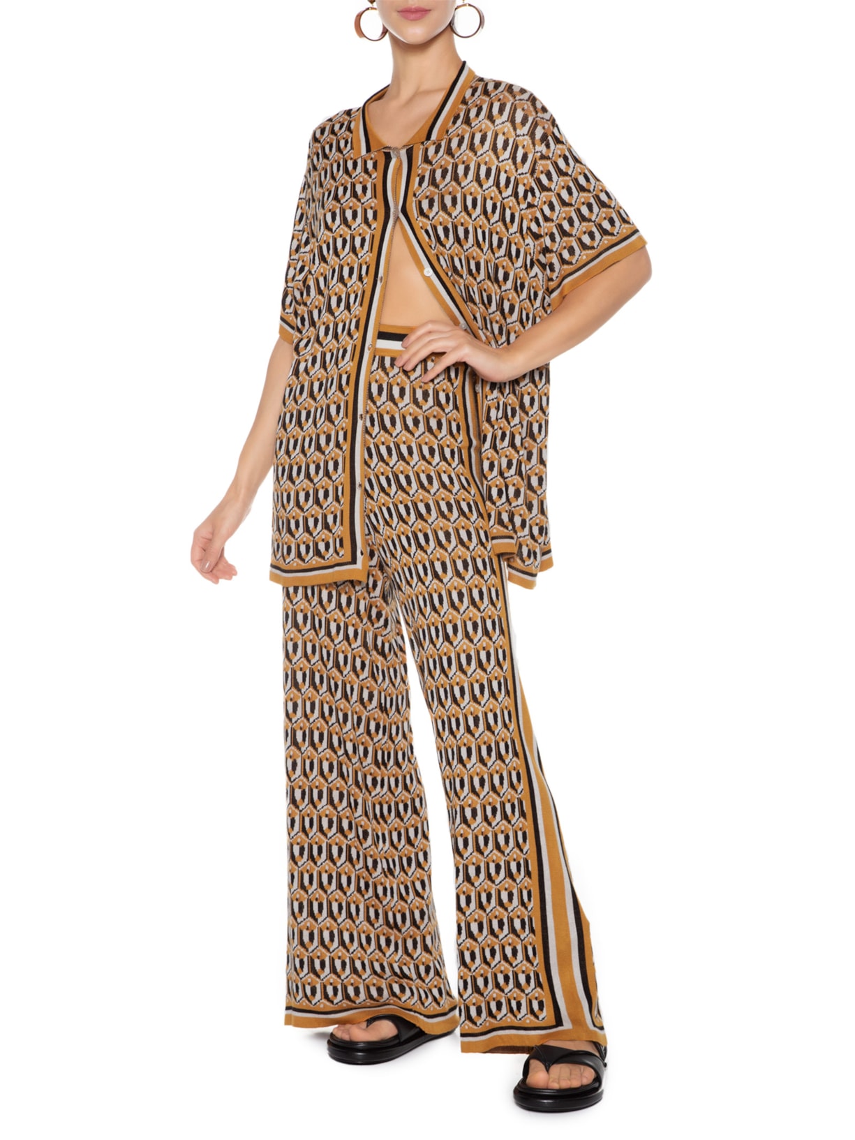 Camisa Feminina Jacquard Mania De Caju Amarelo Farm