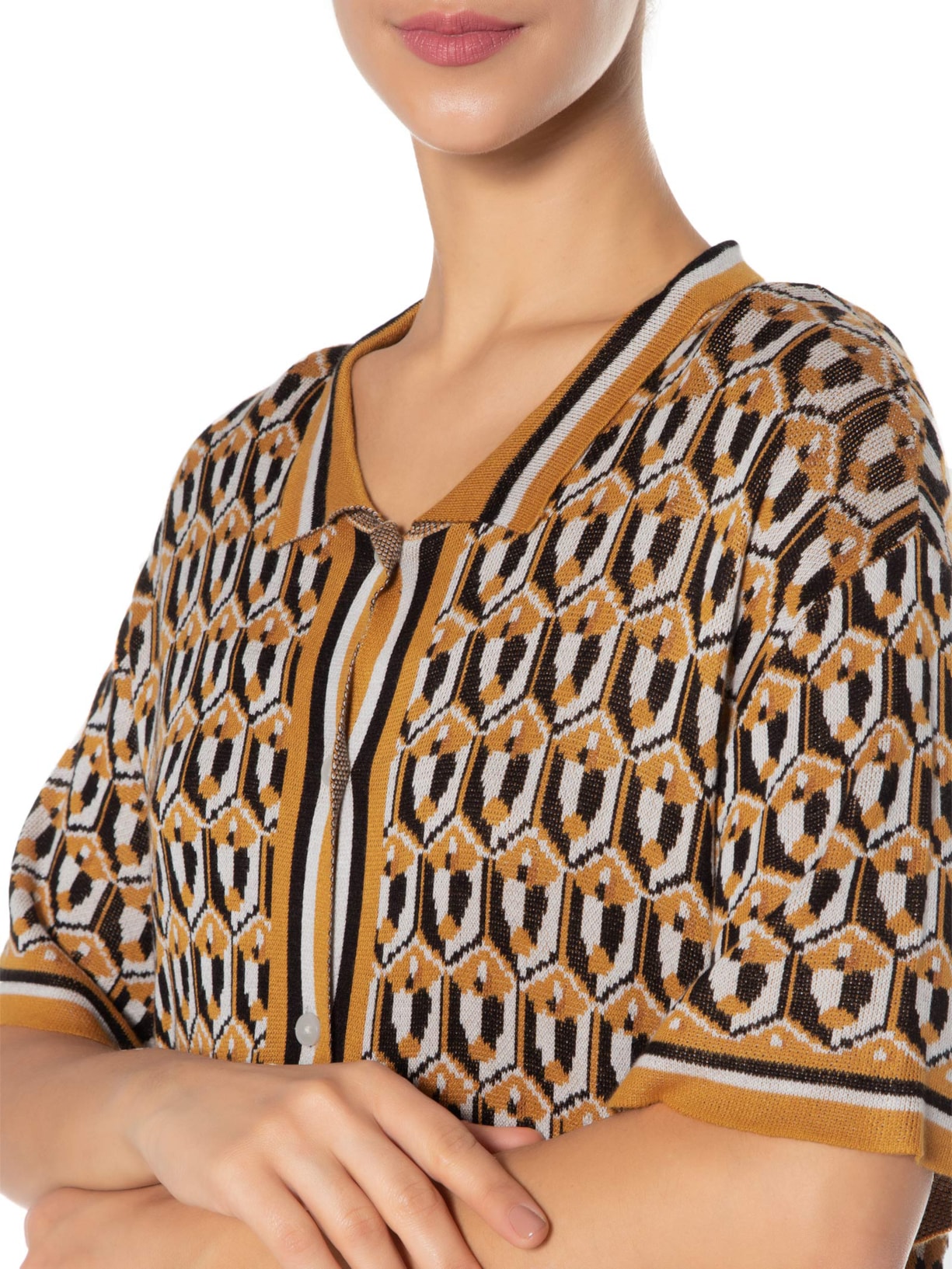 Camisa Feminina Jacquard Mania De Caju Amarelo Farm