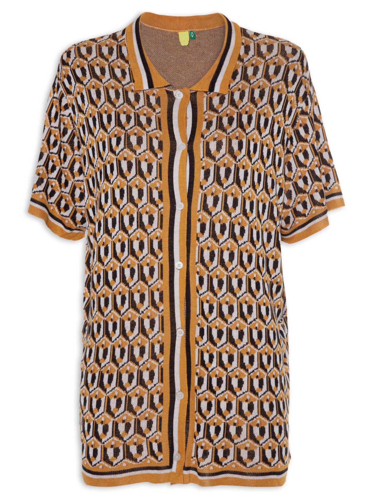 Camisa Feminina Jacquard Mania De Caju Amarelo Farm