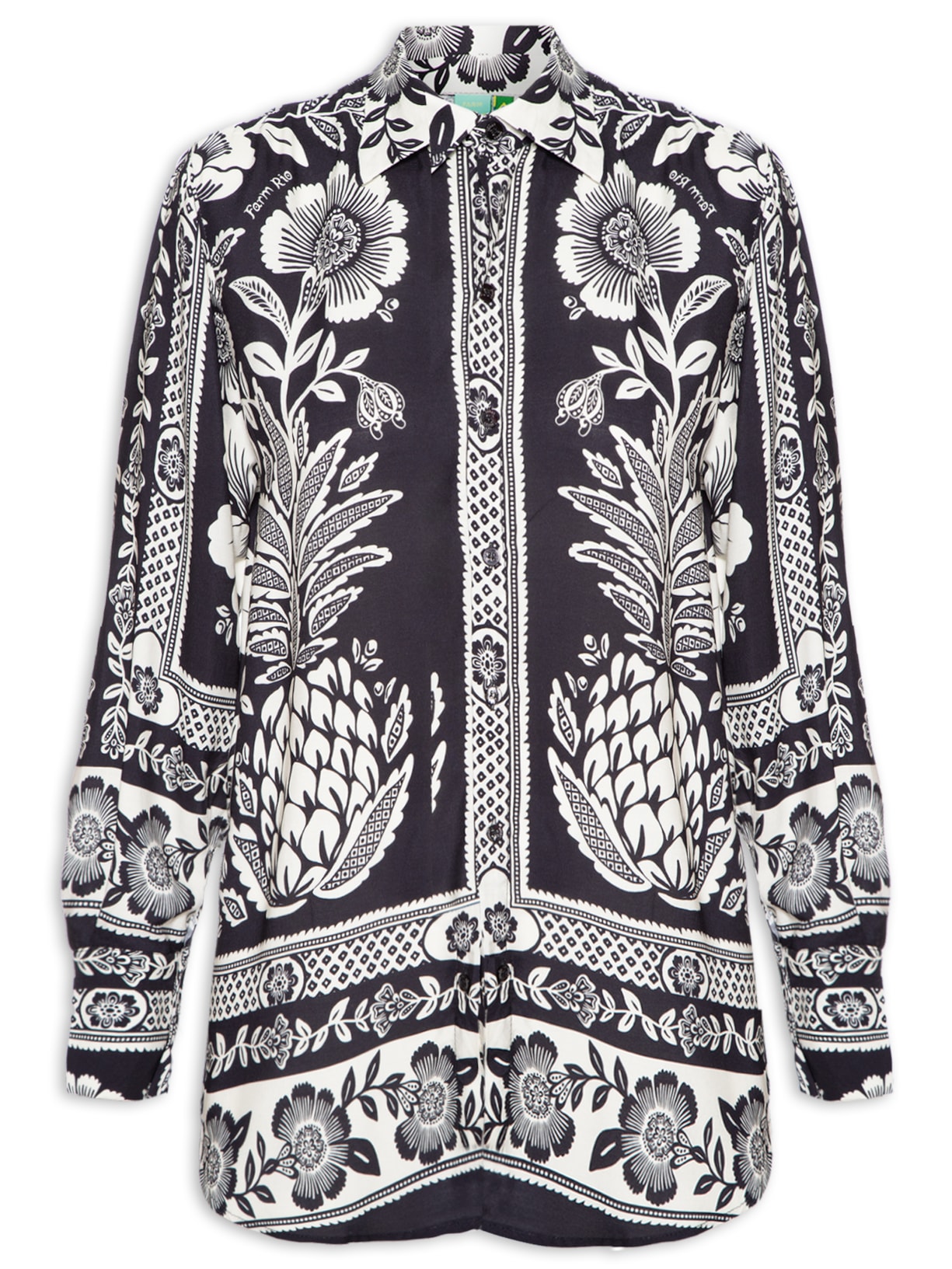 Camisa Feminina Jardim Romance - Preto