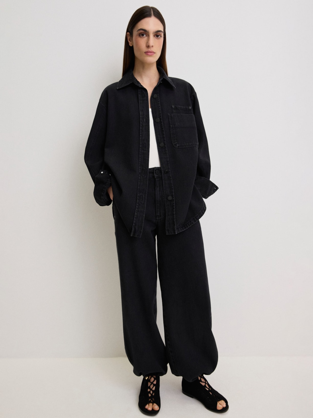 Camisa Feminina Jasmin Jeans Black I26 Preto Mixed