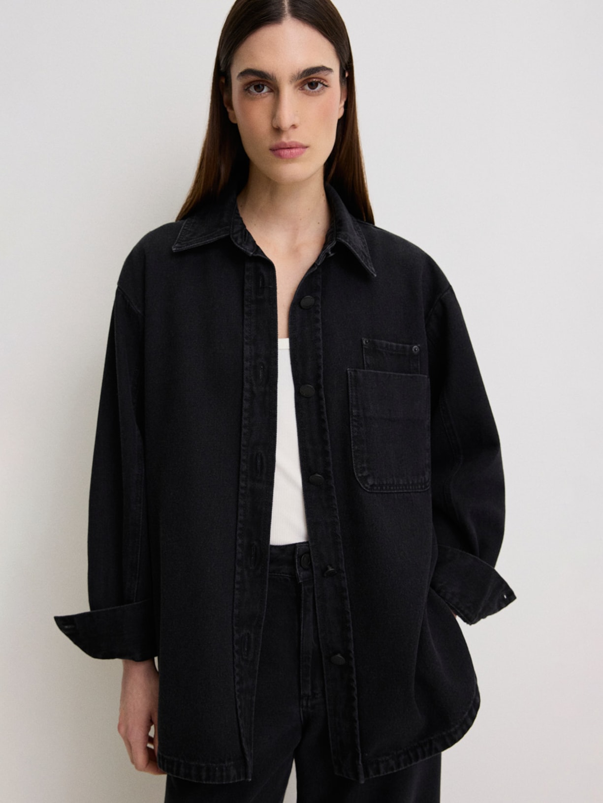 Camisa Feminina Jasmin Jeans Black I26 Preto Mixed