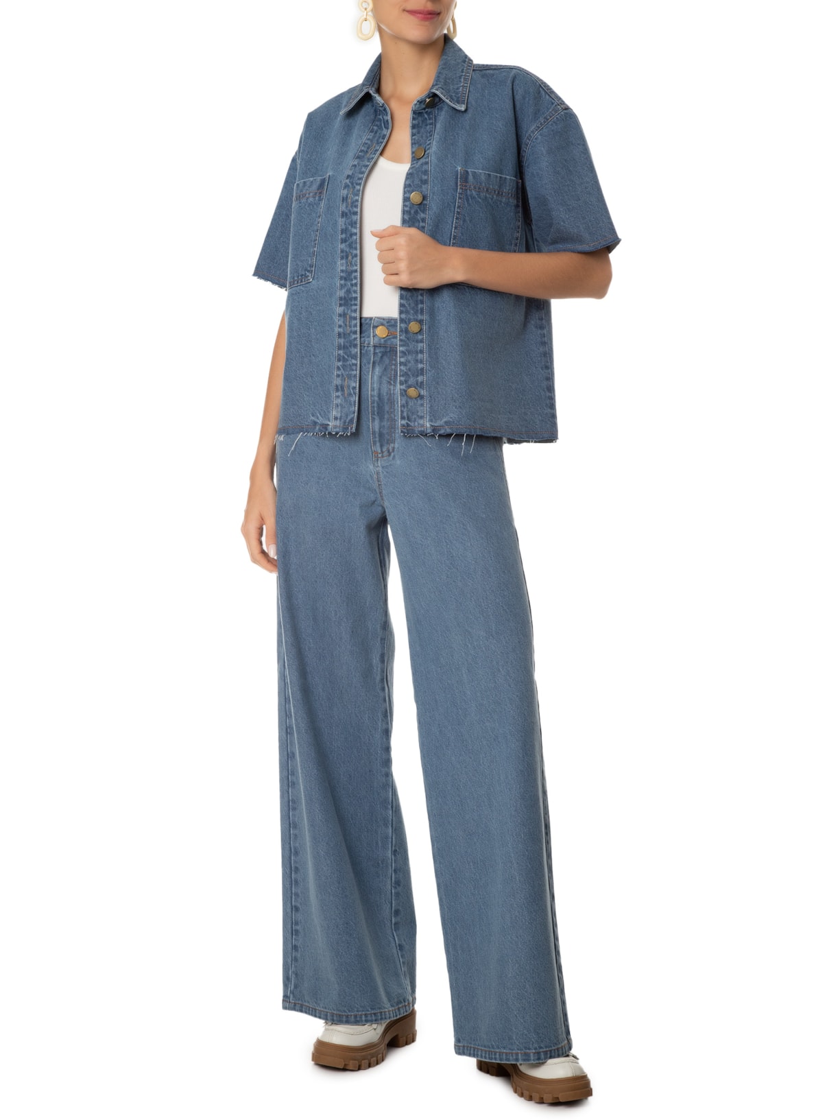 Camisa Feminina Jeans Azul Mixed