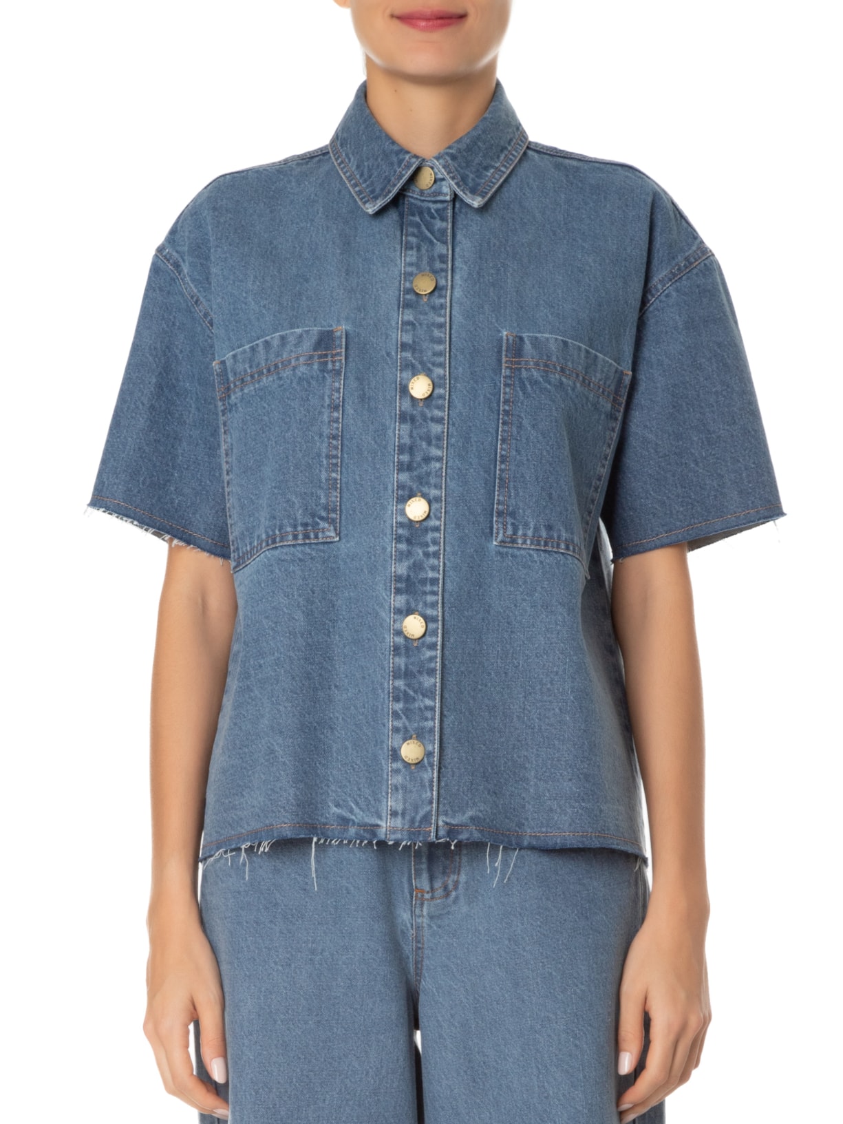 Camisa Feminina Jeans Azul Mixed