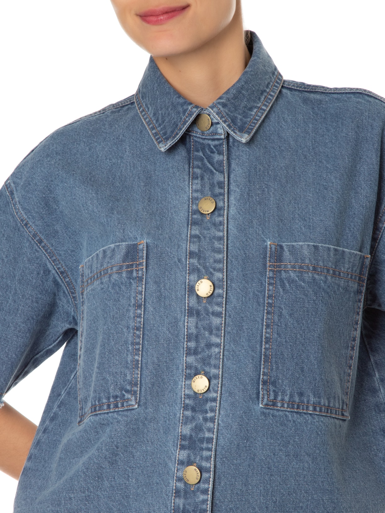Camisa Feminina Jeans Azul Mixed