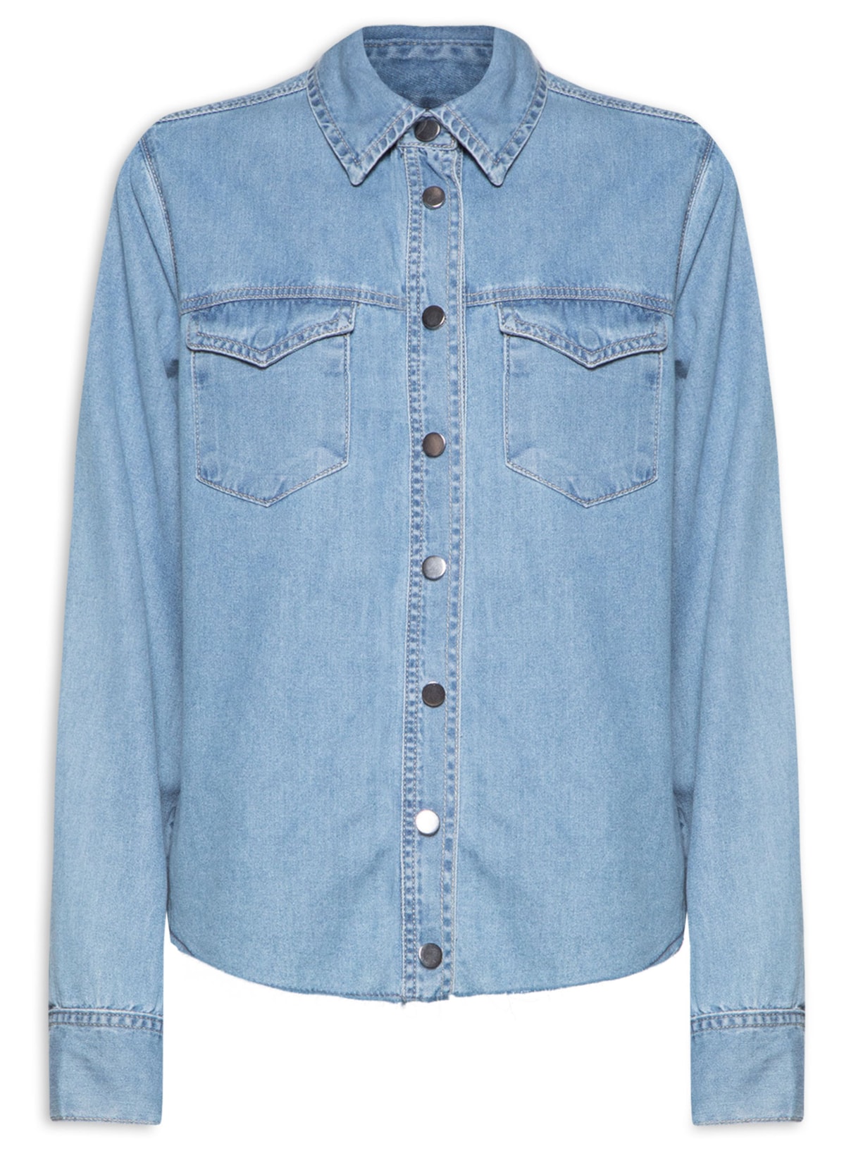 Camisa Feminina Jeans Basic Blue Médio - Azul