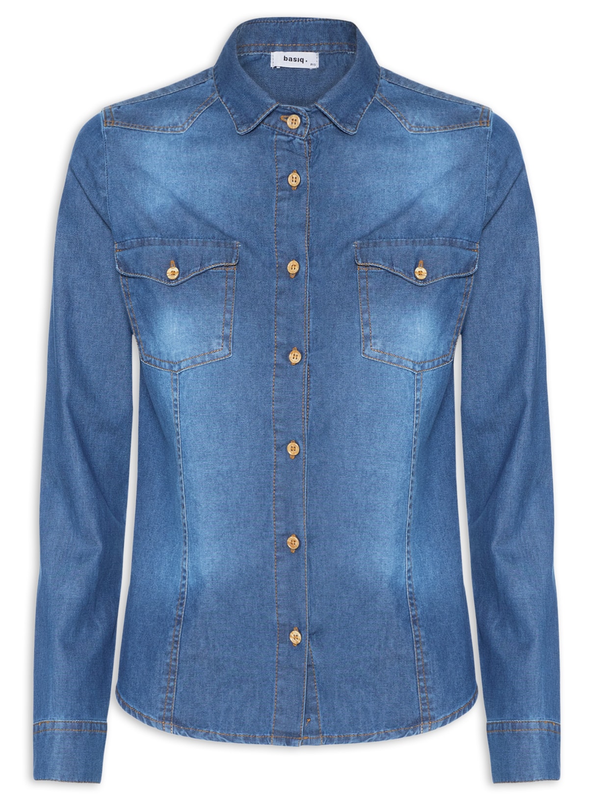 Camisa Feminina Jeans Básica - Azul