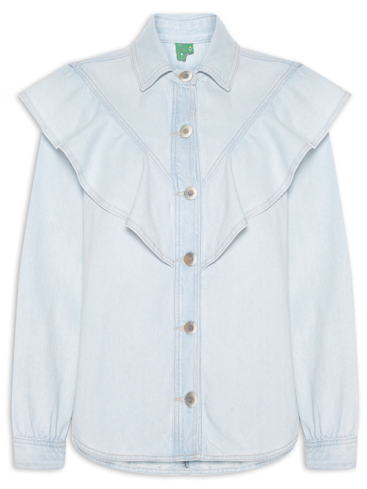 Camisa Feminina Jeans Boho Azul Farm