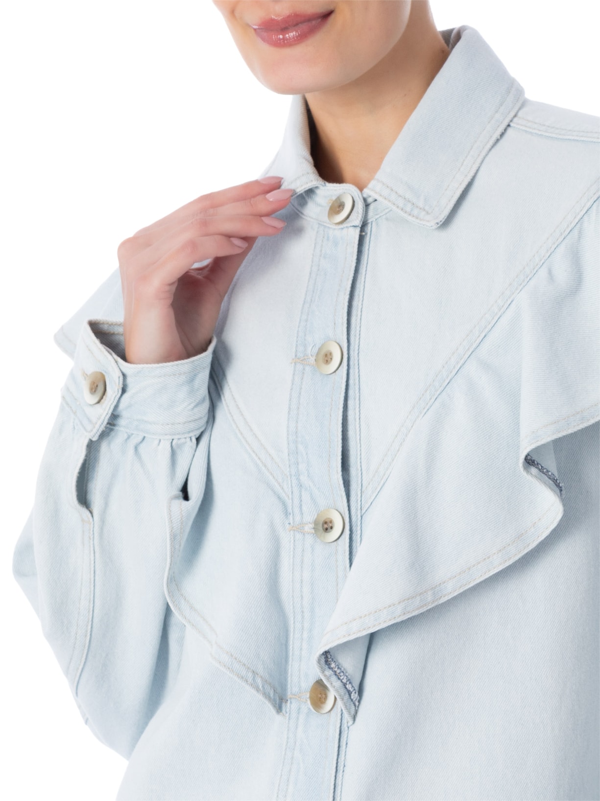 Camisa Feminina Jeans Boho Azul Farm