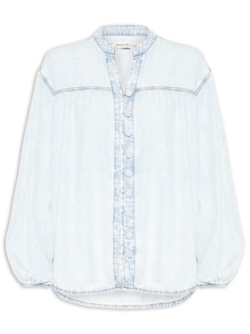 Camisa Feminina Jeans Botões Baby Blue – Azul