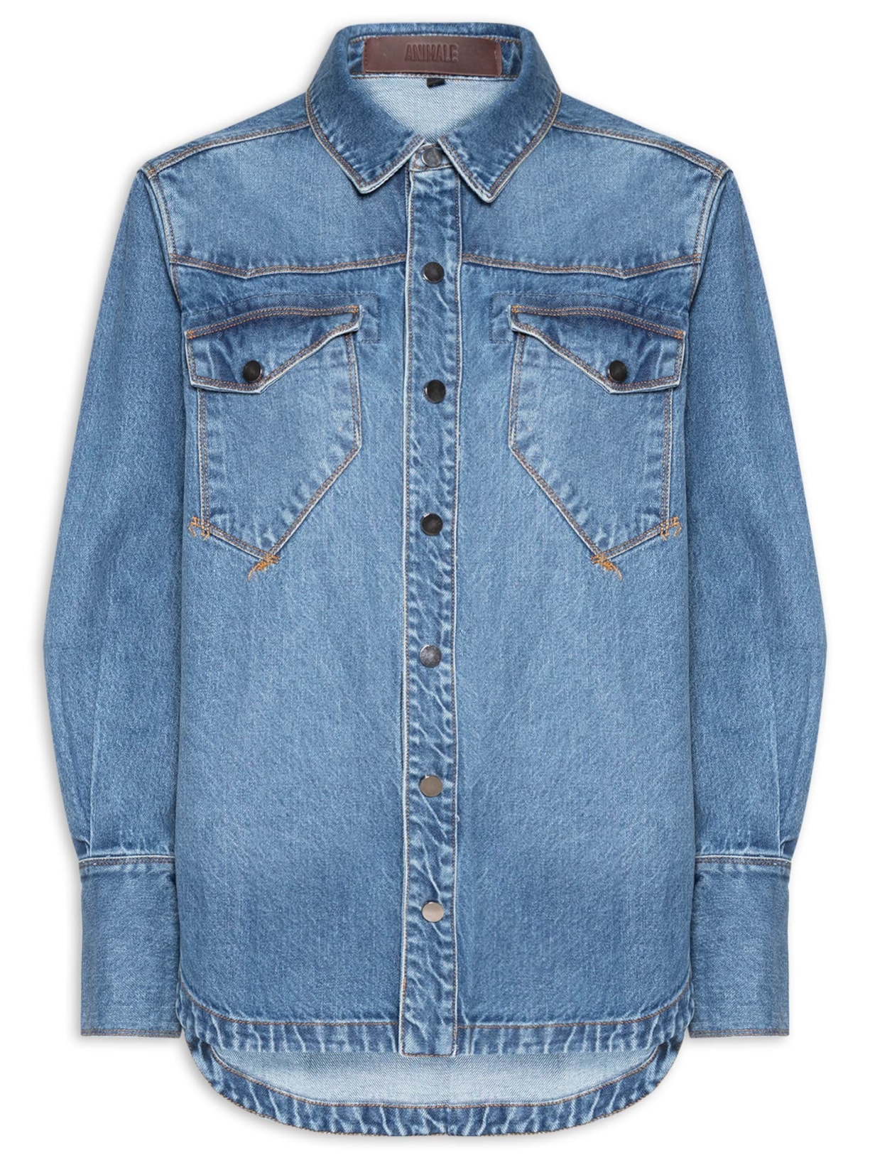 Camisa Feminina Jeans Cintura Costas - Azul