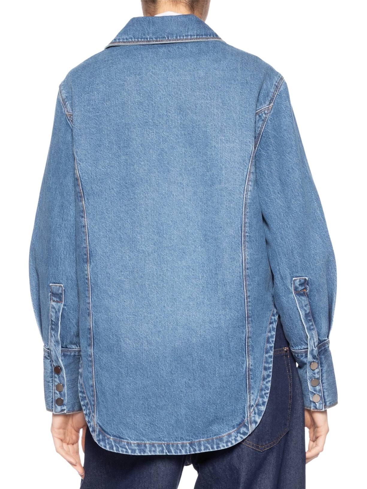 Camisa Feminina Jeans Cintura Costas Azul Animale