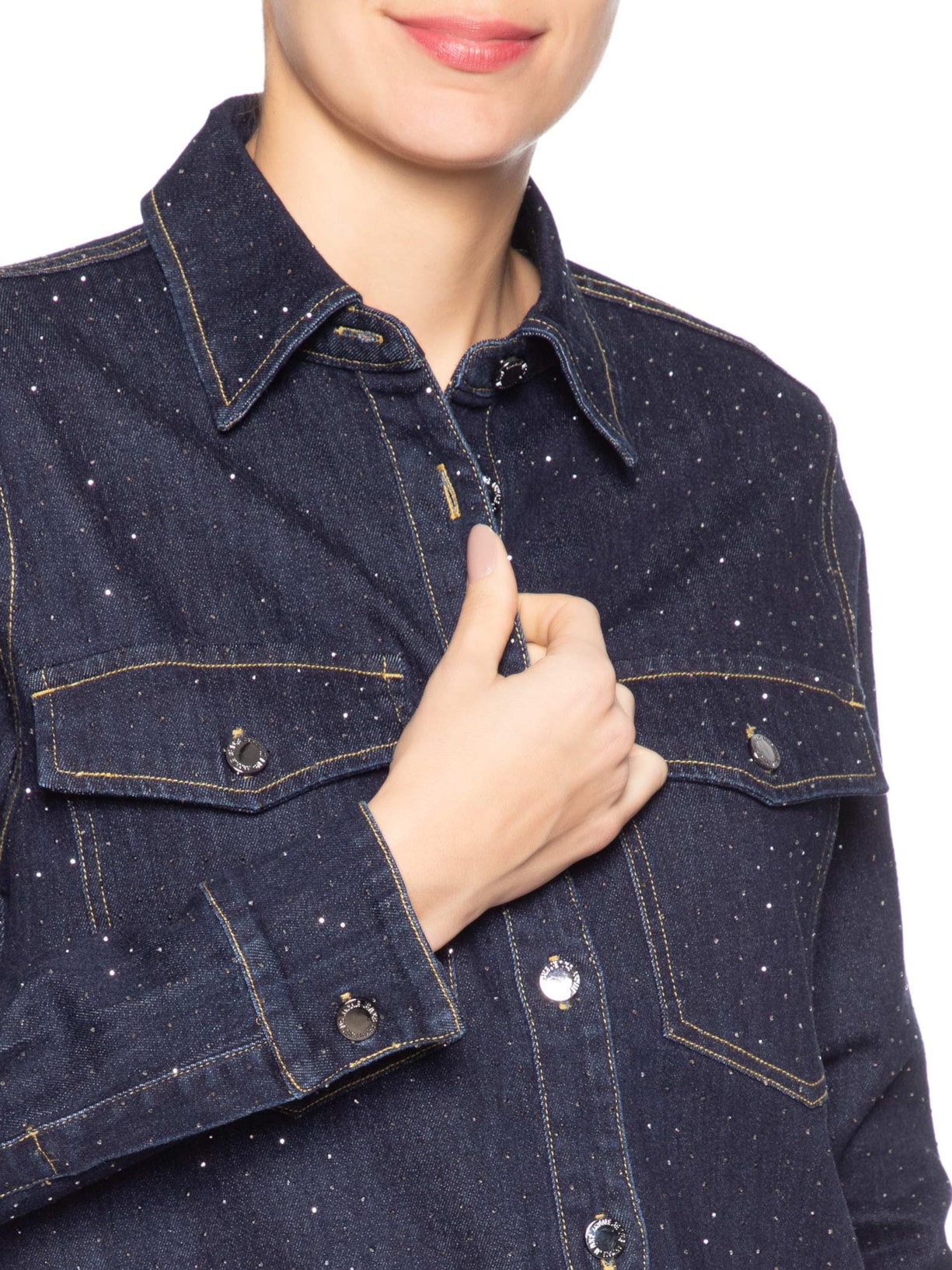 Camisa Feminina Jeans Com Strass – Azul Animale Jeans