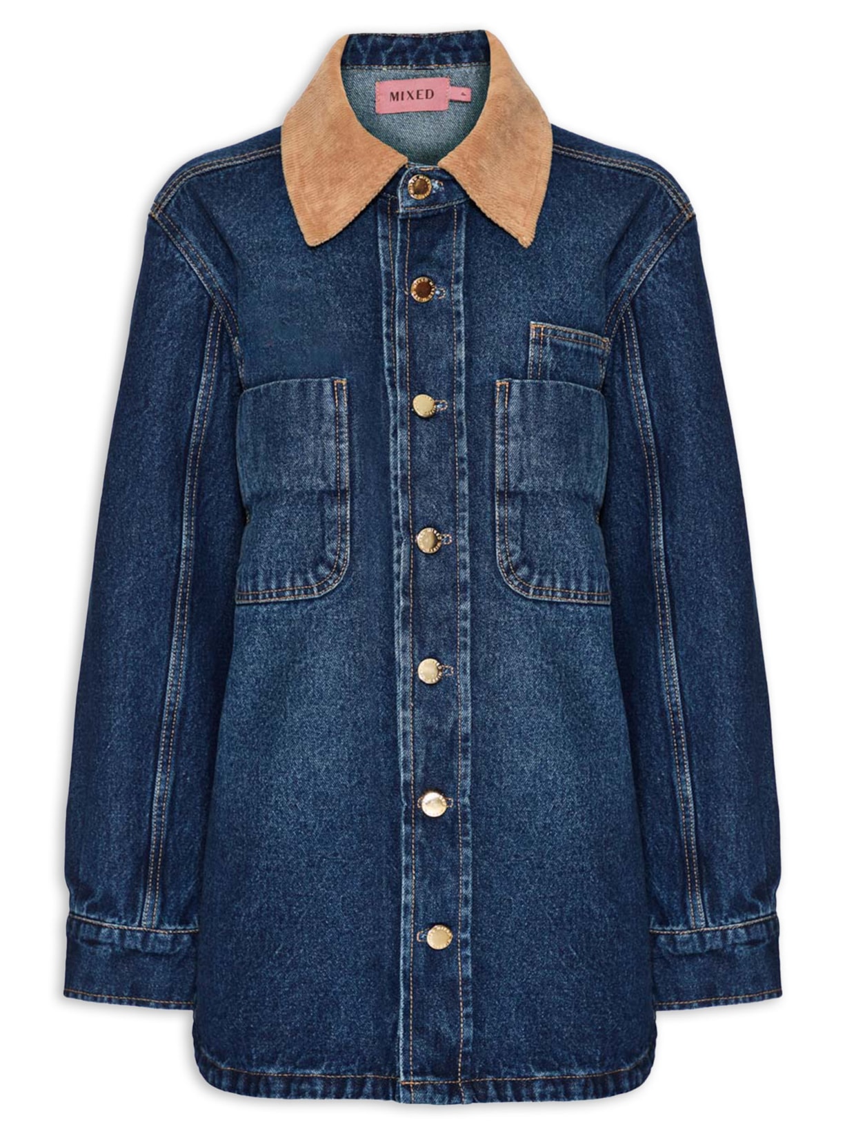 Camisa Feminina Jeans Dark I26 Azul Mixed