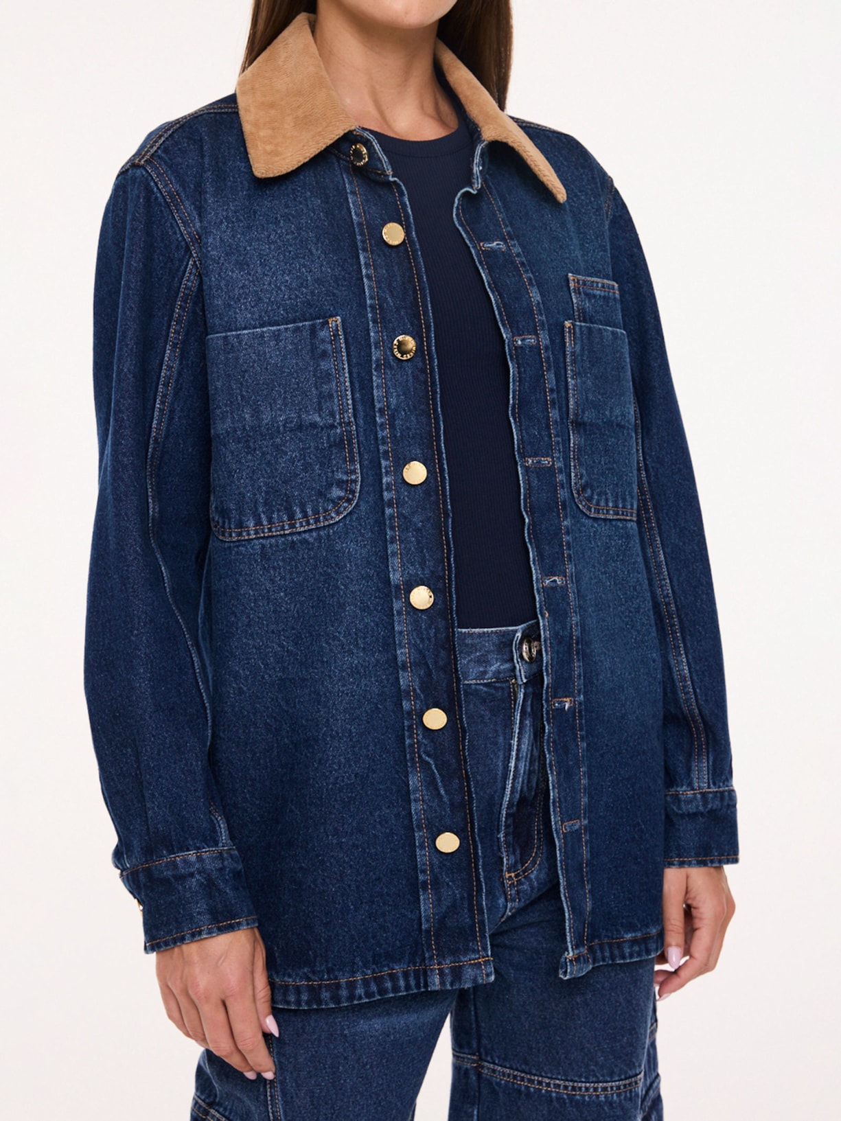 Camisa Feminina Jeans Dark I26 Azul Mixed