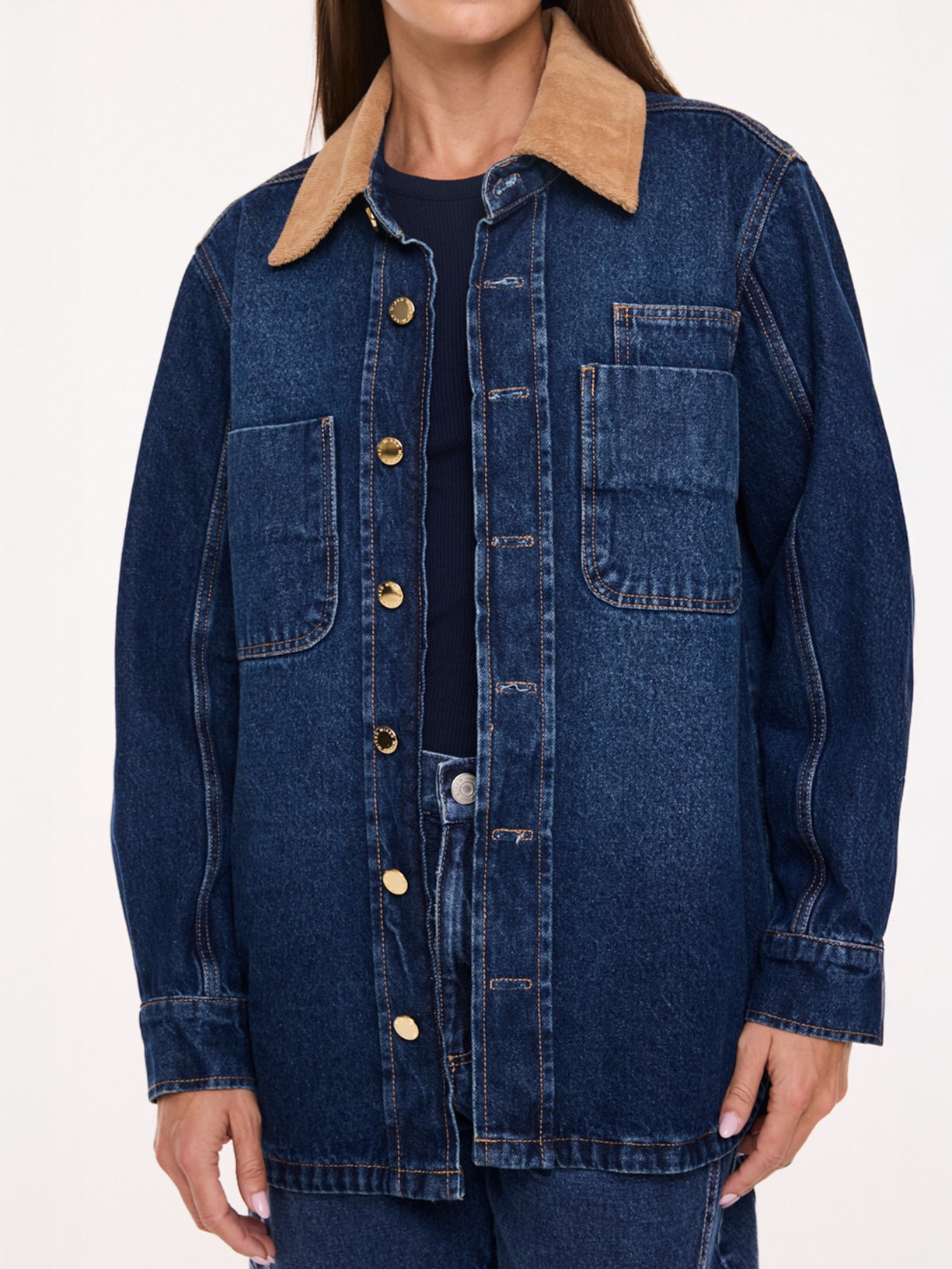 Camisa Feminina Jeans Dark I26 Azul Mixed