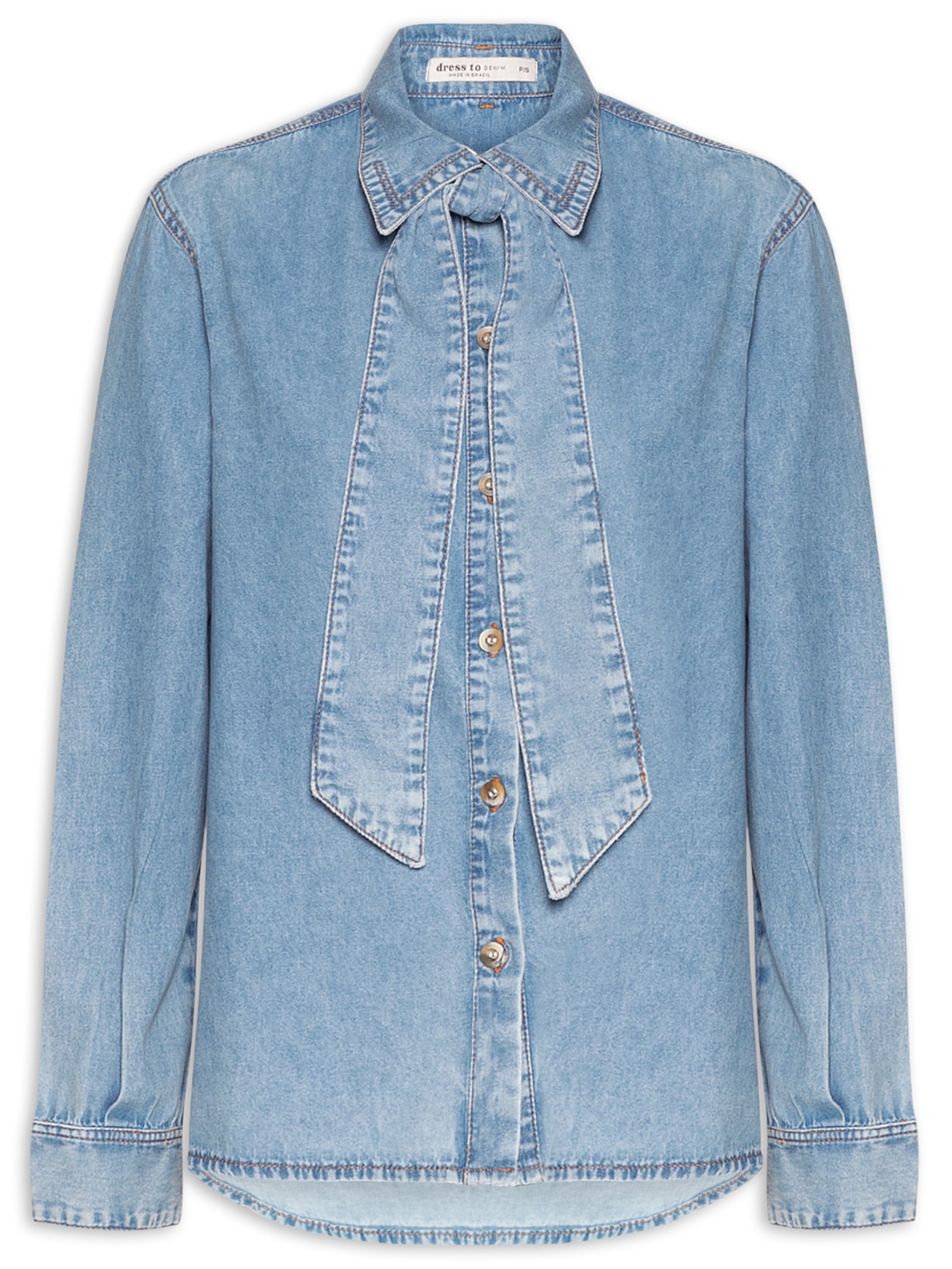 Camisa Feminina Jeans Detalhe Amarração - Azul