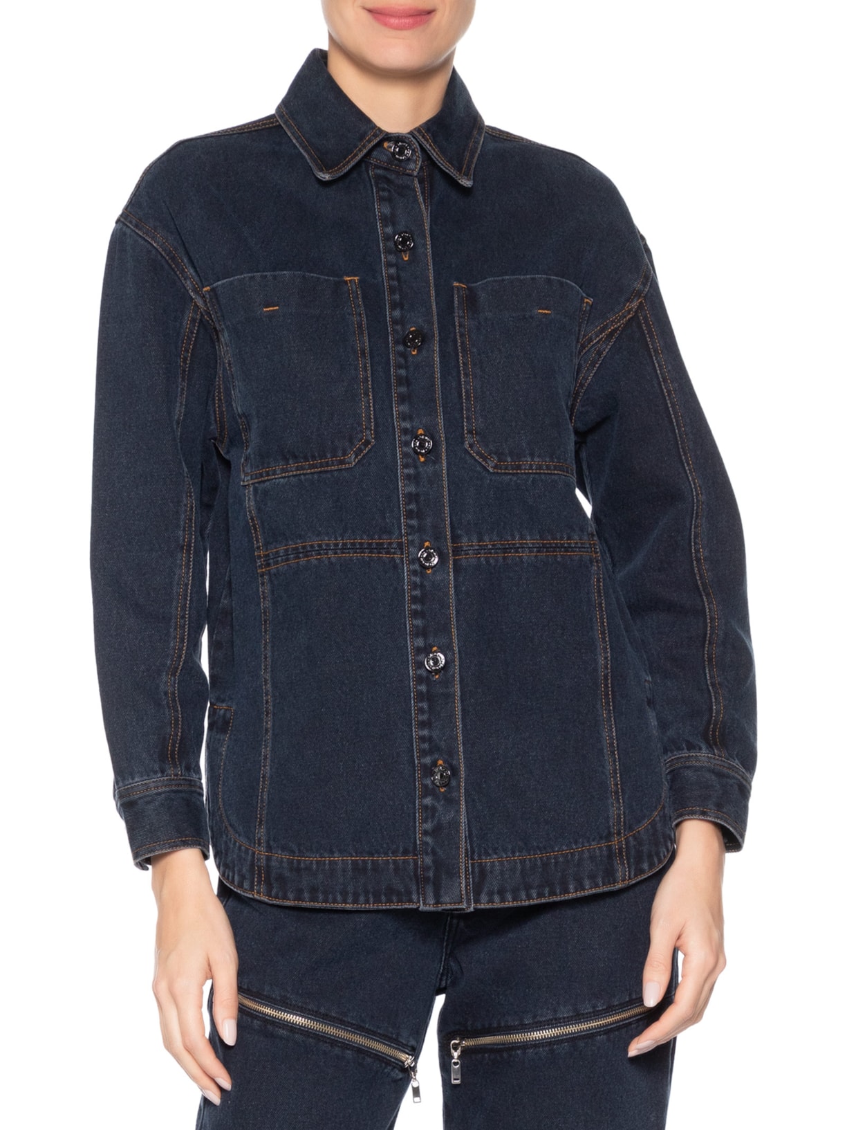 Camisa Feminina Jeans Fly Azul Nk