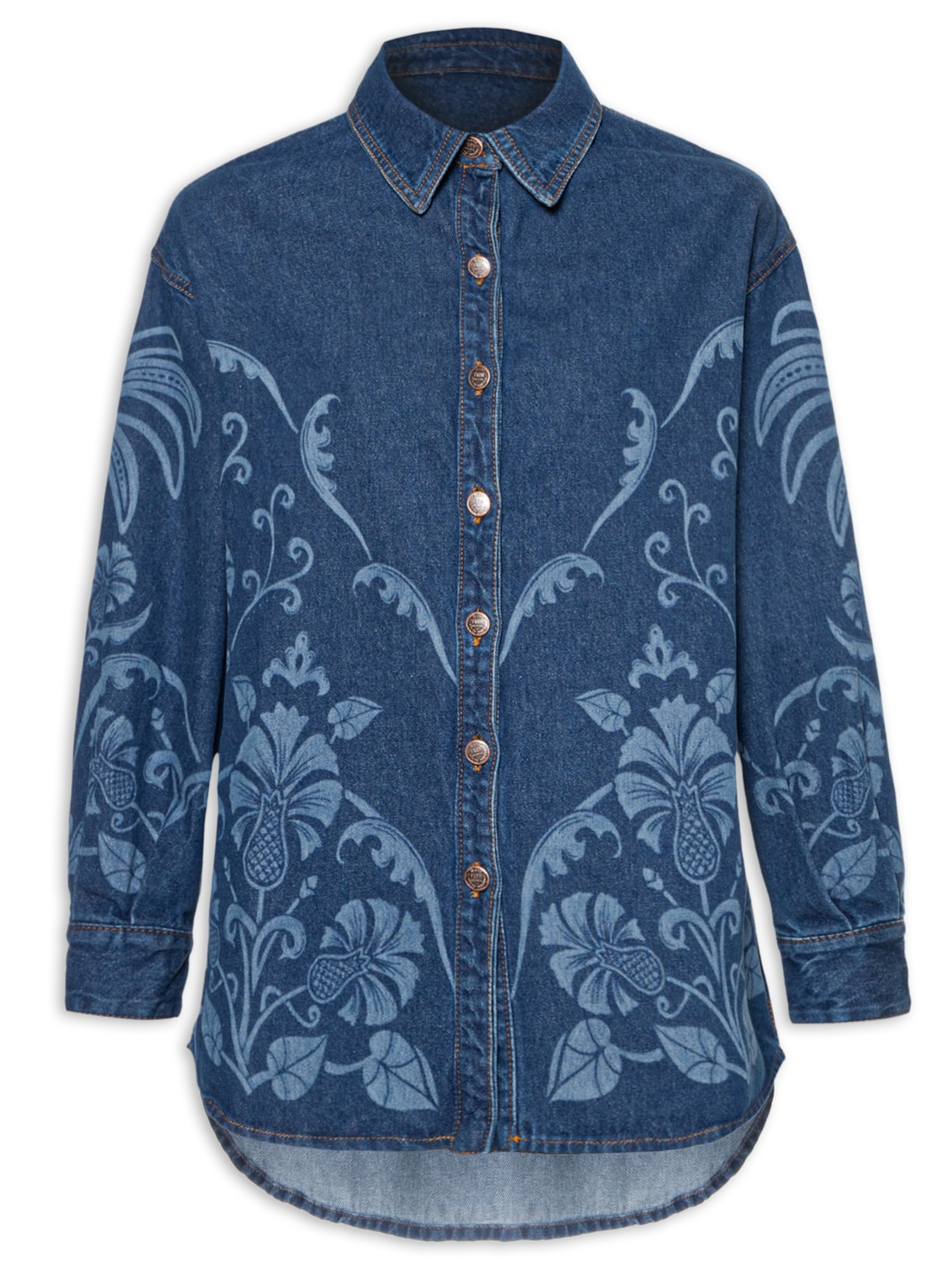 Camisa Feminina Jeans Laser Abacaxi Deco Azul  Farm