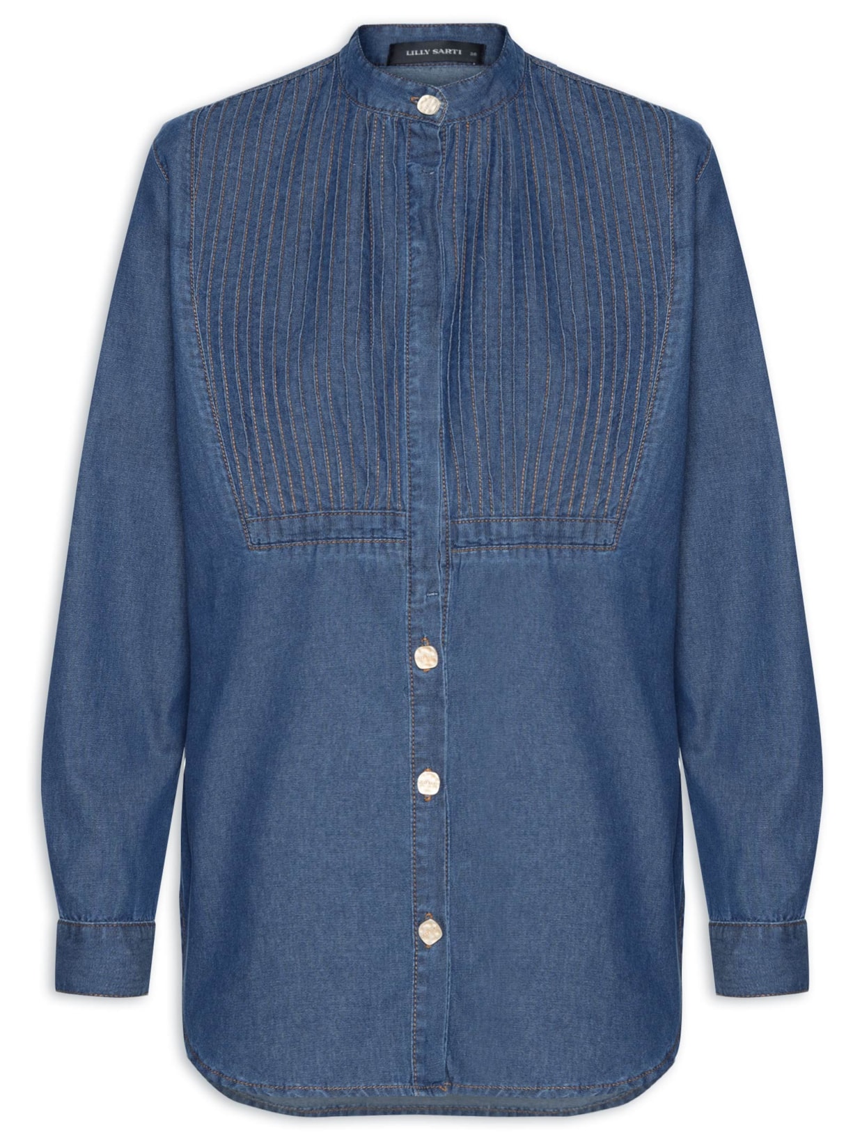 Camisa Feminina Jeans Nervuras - Azul