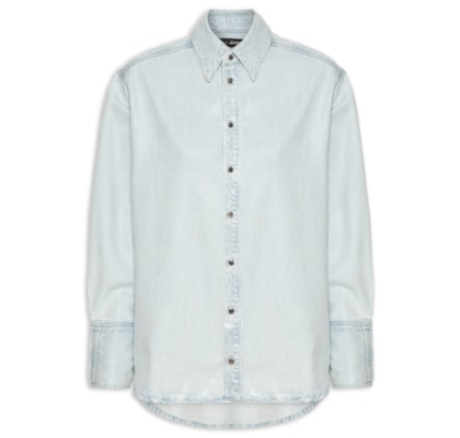 Camisa Feminina Jeans Over - Azul