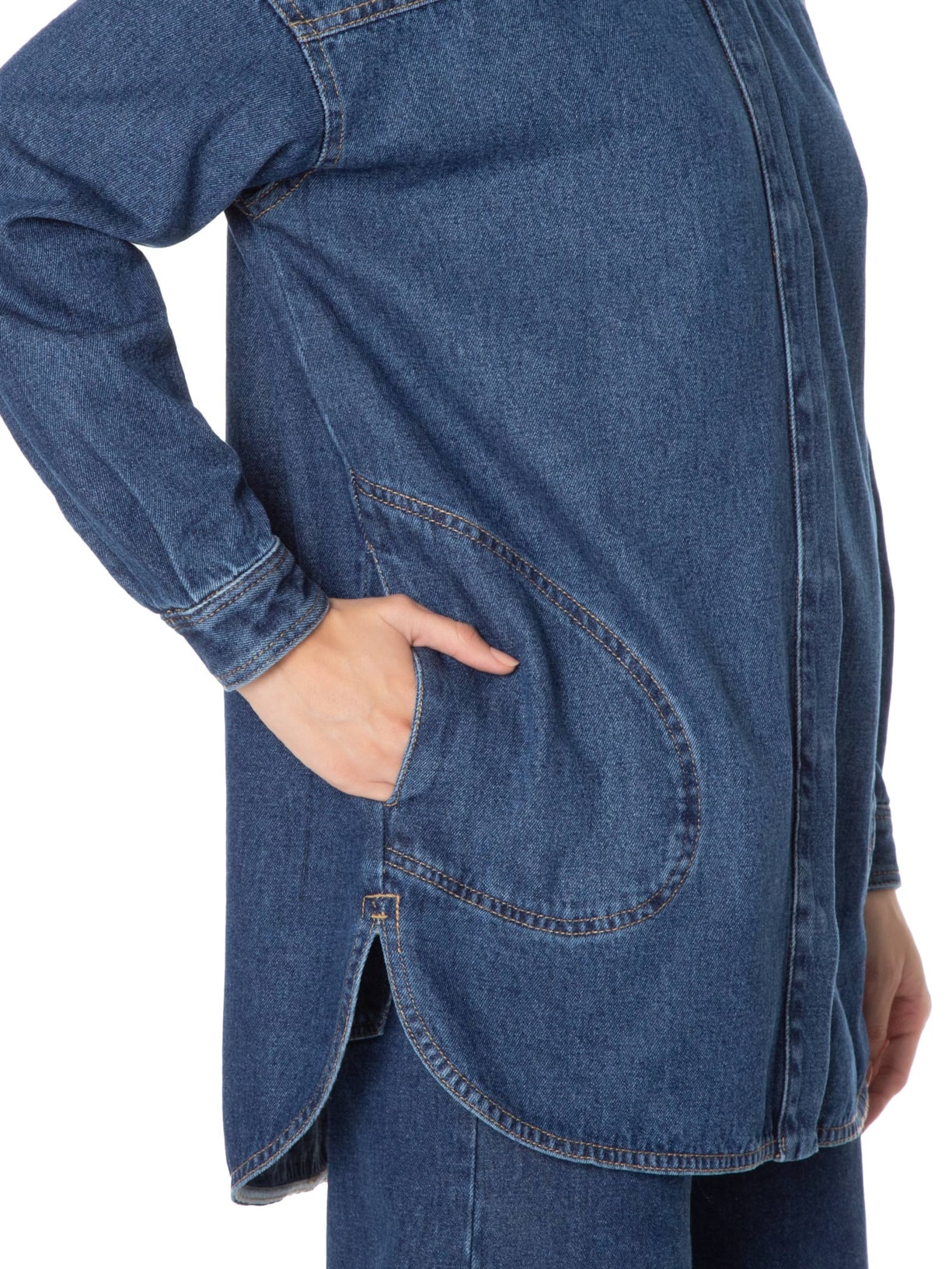 Camisa Feminina Jeans Oversized Pala Azul Andrea Marques