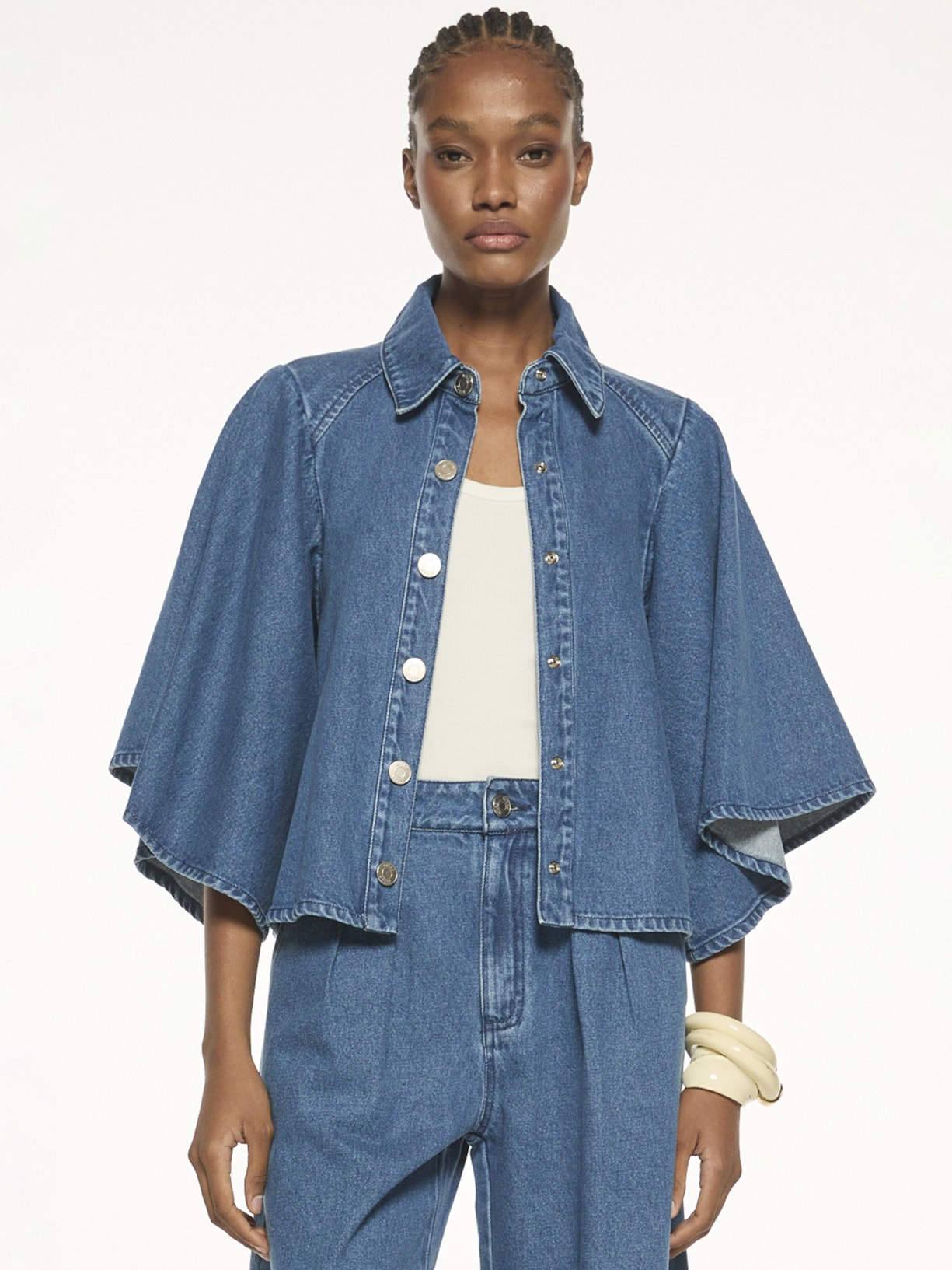 Camisa Feminina Jeans V27 Azul Mixed