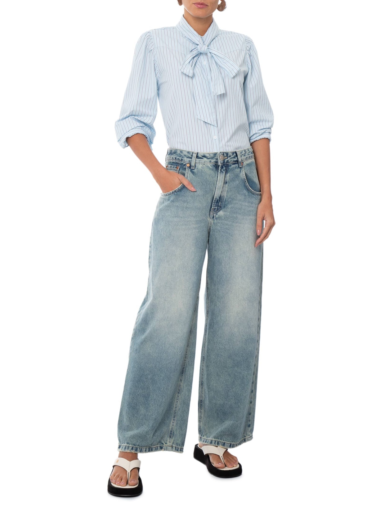Camisa Feminina Judice Western Shirt Azul Levi's