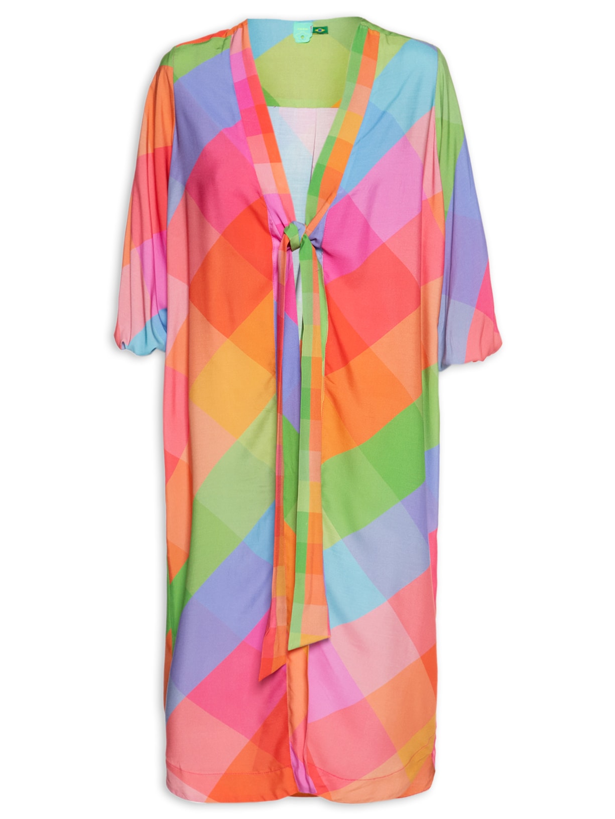 Camisa Feminina Kimono Xadrez De Inverno - Rosa