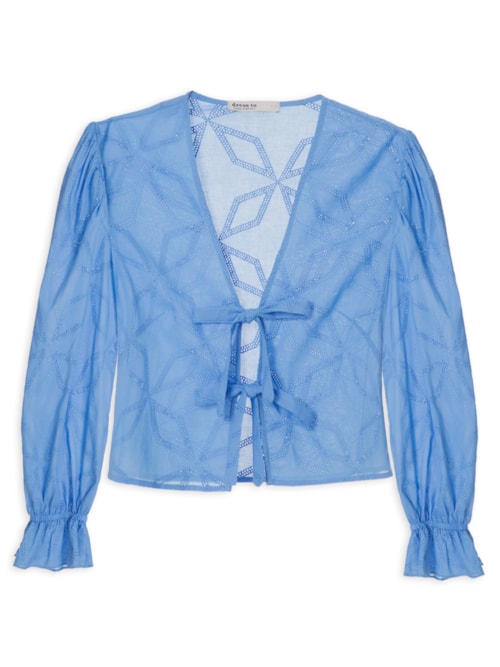 Camisa Feminina Laise Bordada - Azul