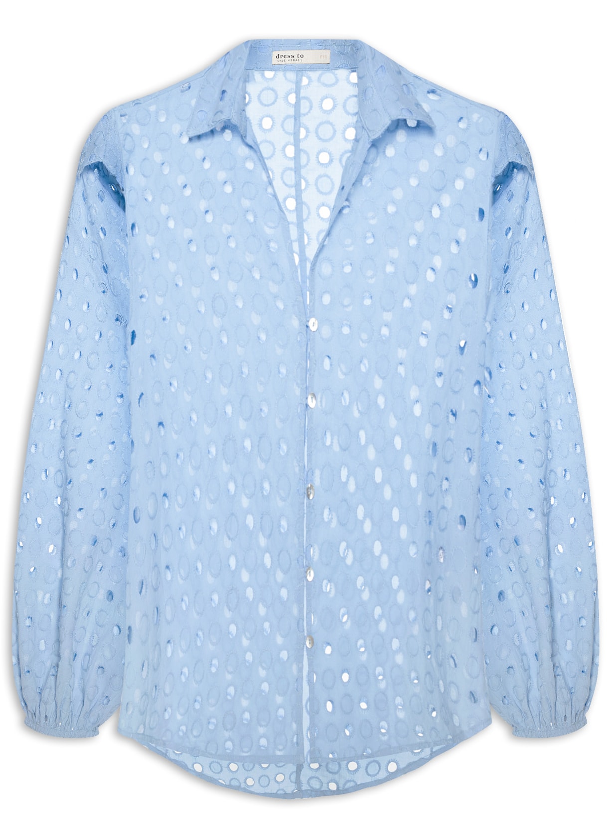 Camisa Feminina Laise Manga Bufante - Azul