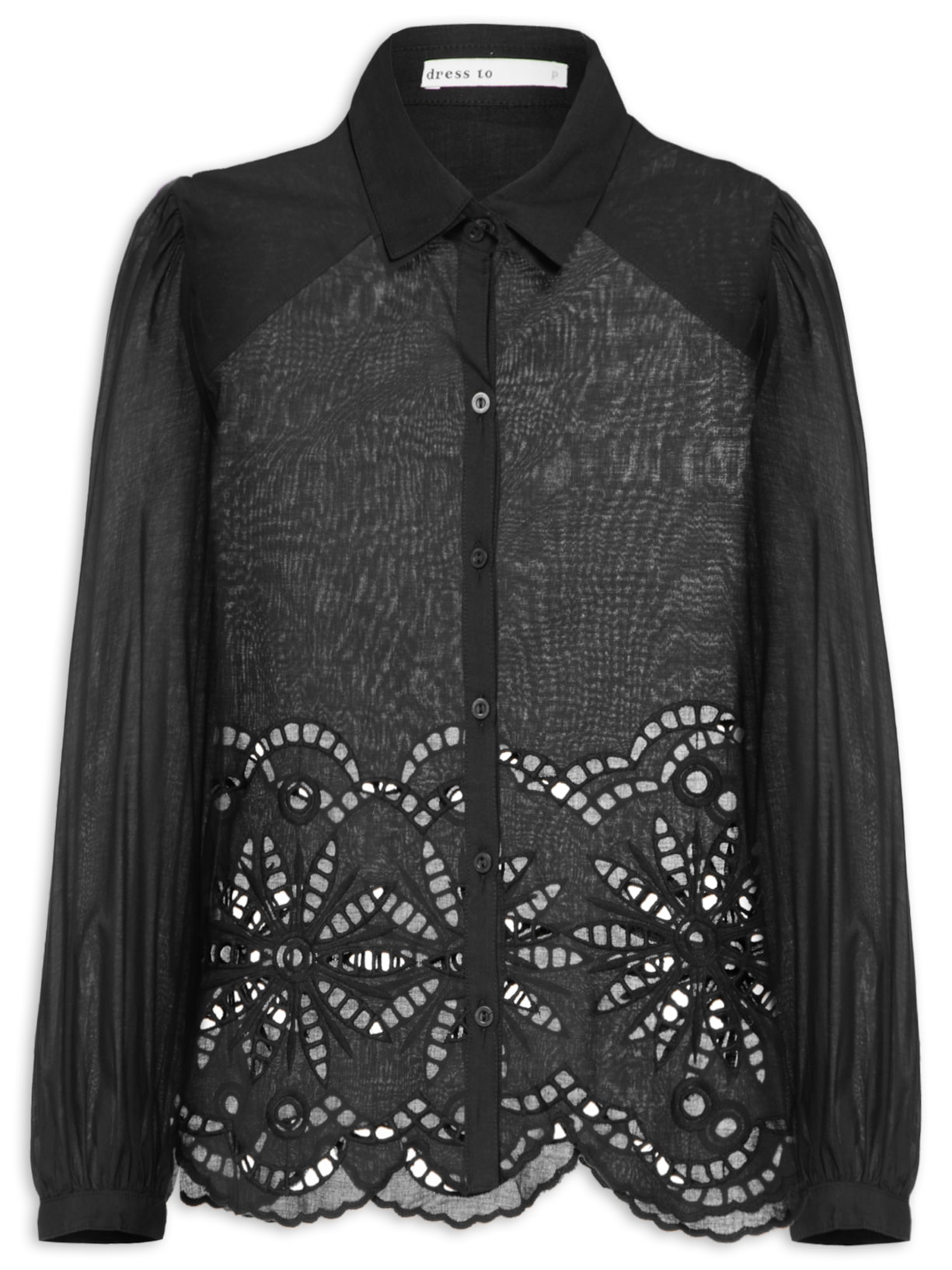 Camisa Feminina Laise Manga Bufante - Preto