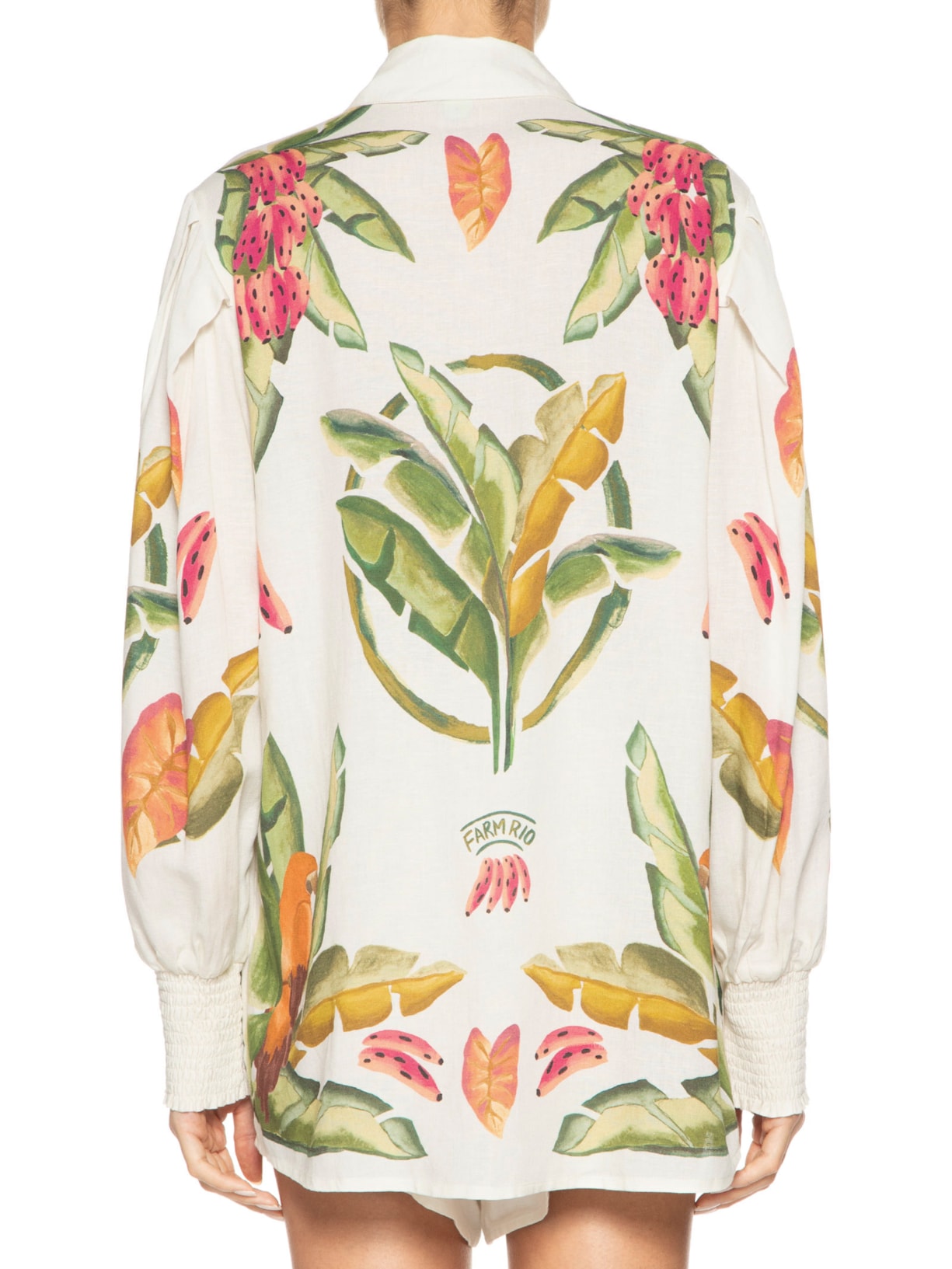 Camisa Feminina Lenço Folhagem de Verão Off White Farm