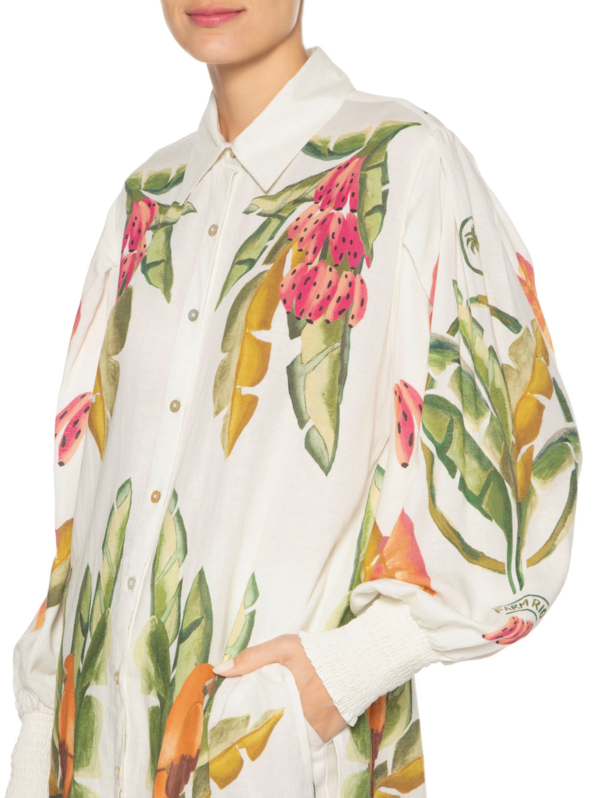 Camisa Feminina Lenço Folhagem de Verão Off White Farm