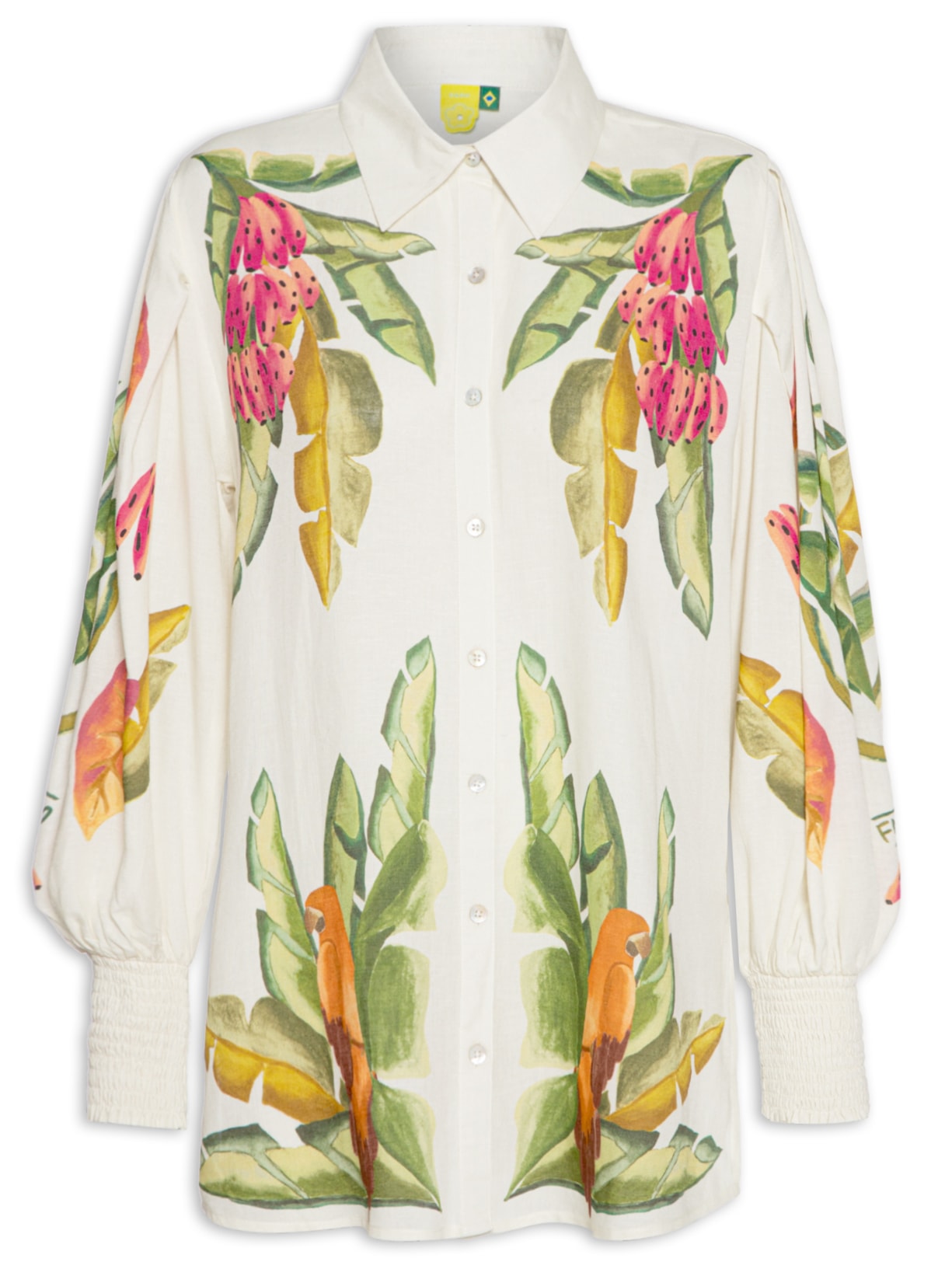 Camisa Feminina Lenço Folhagem de Verão Off White Farm