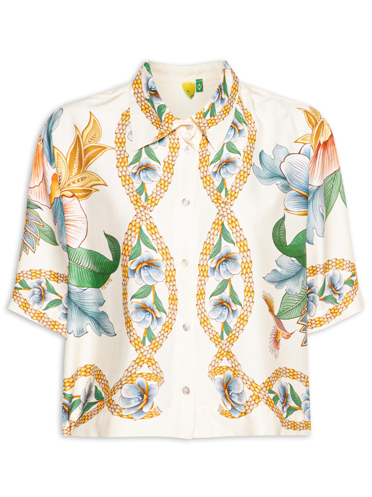 Camisa Feminina Lenço Jardim Real Off White Farm