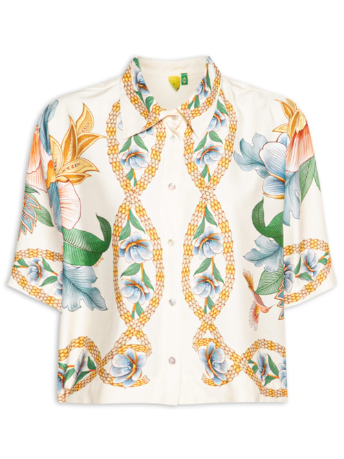 Camisa Feminina Lenço Jardim Real - Off White